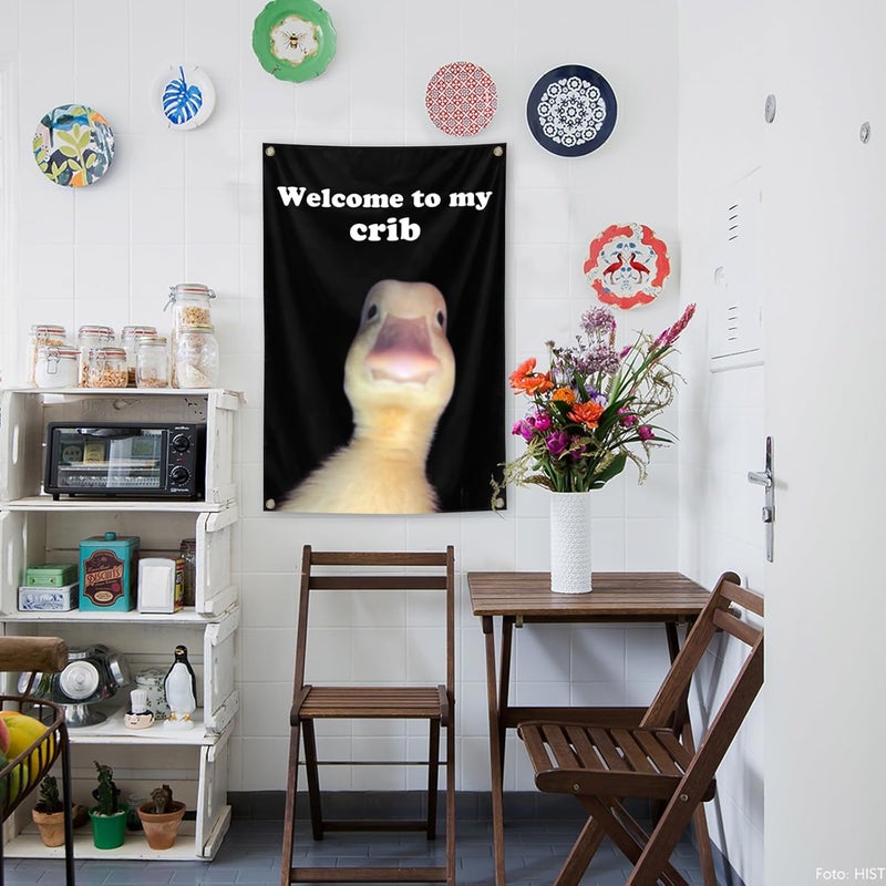 XEODE Welcome to My Crib Flag，2x3 Feet Tapestry Funny Poster Durable Man Cave Wall Flag with Brass Grommets room decor for bedroom Banner - Image 5